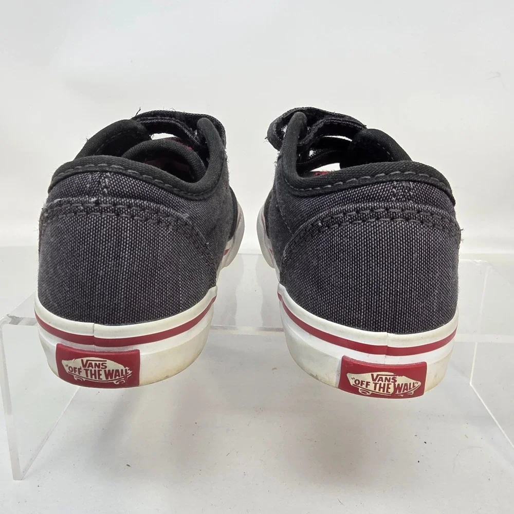 Vans Atwood Sneakers Toddler 8 Black Canvas Hook Loop Strap Good Condition
